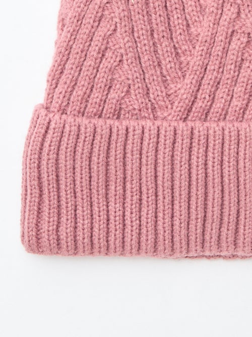 Effen muts van gevlochten tricot - Kiabi