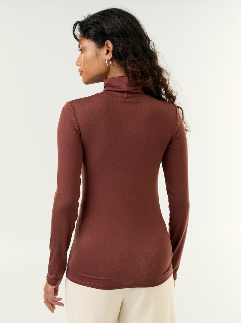 Effen onderpullover van wolmix Bruin - Kiabi