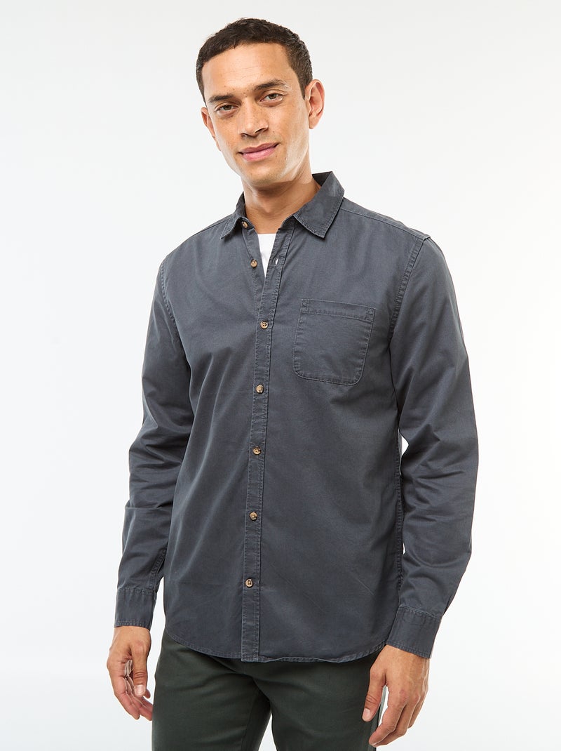 Effen overhemd - recht / regular-fit model Blauw - Kiabi