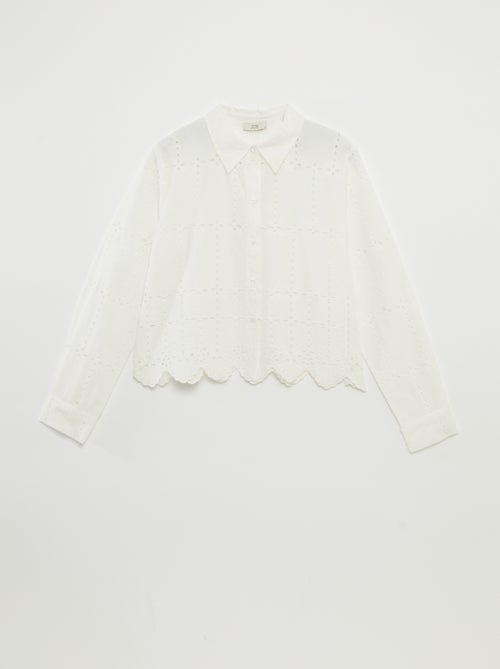 Effen overhemd met broderie anglaise 'JDY' - Kiabi