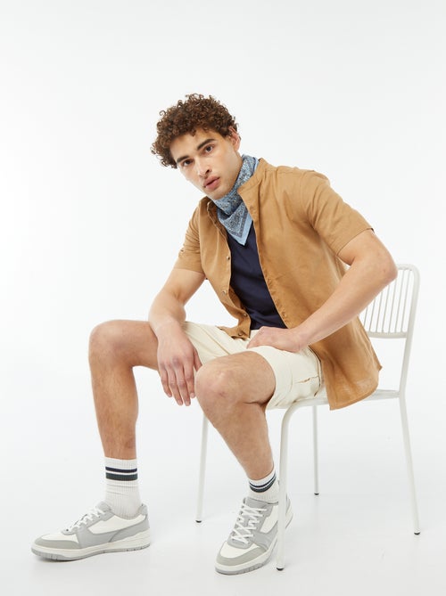 Effen overhemd met korte mouw en maokraag - Kiabi