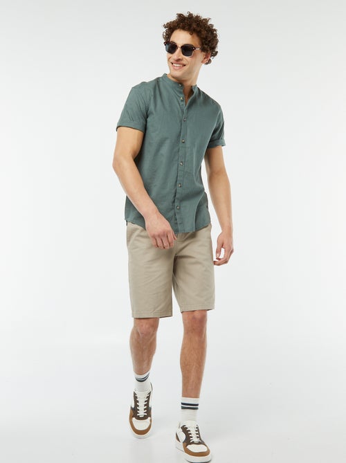 Effen overhemd met korte mouw en maokraag - Kiabi