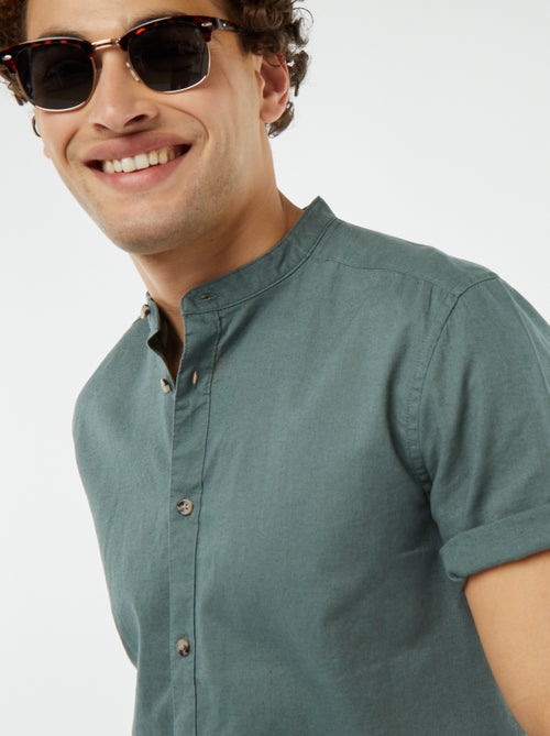 Effen overhemd met korte mouw en maokraag - Kiabi