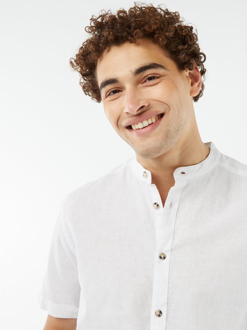 Effen overhemd met korte mouw en maokraag - Kiabi