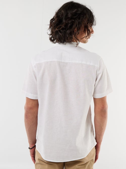 Effen overhemd met korte mouwen en mao kraag van gemengd linnen - Kiabi