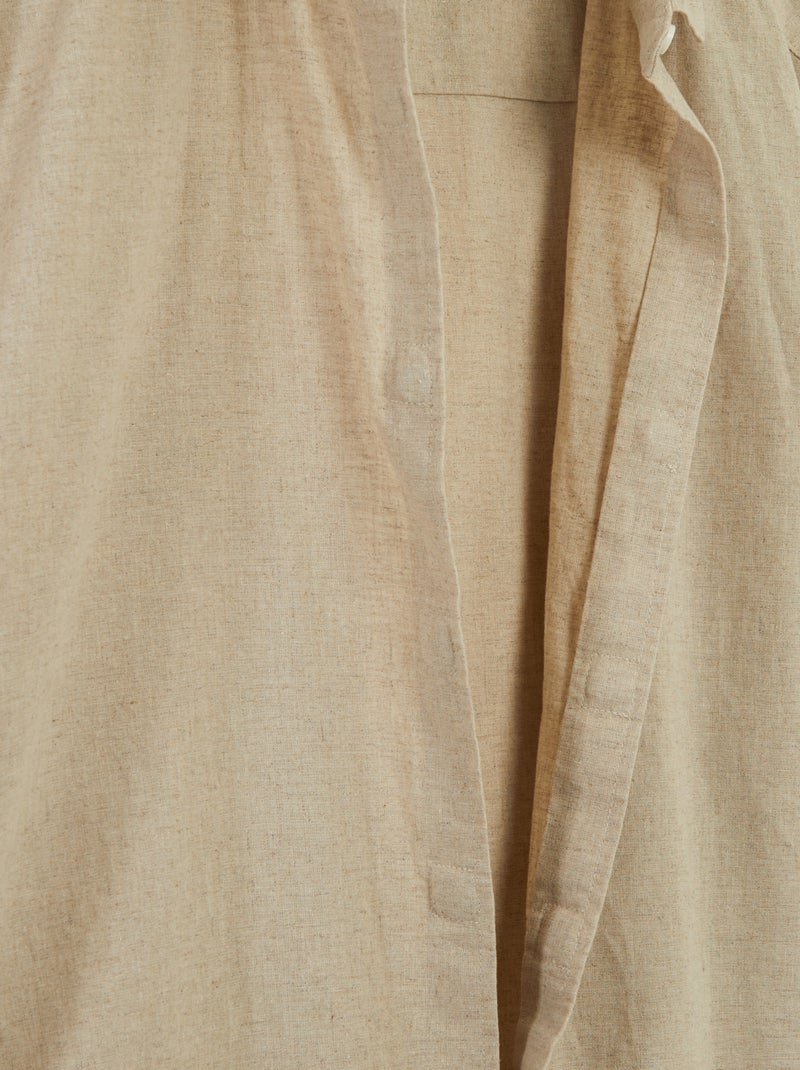 Effen overhemd met korte mouwen van linnenmix - collectie makkelijk aan te trekken WIT - Kiabi