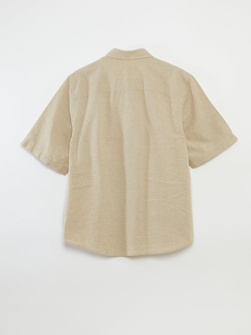 Effen overhemd met korte mouwen van linnenmix - collectie makkelijk aan te trekken WIT - Kiabi