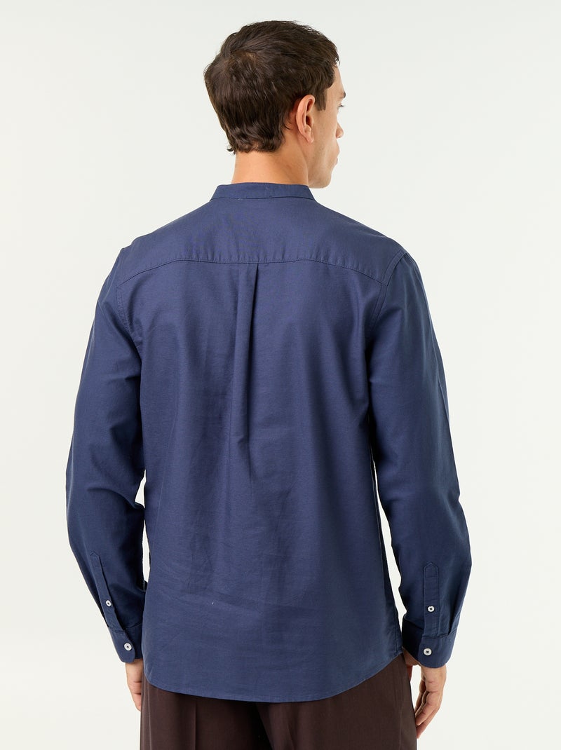 Effen overhemd met mao-kraag Blauw - Kiabi