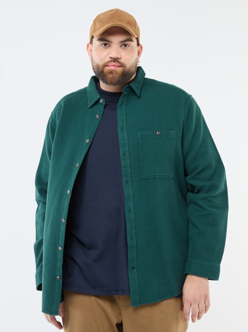 Effen overhemd met wafeltextuur - Kiabi