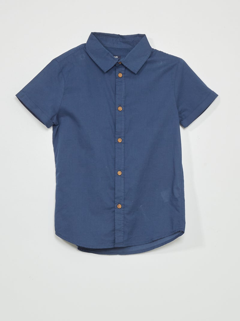 Effen overhemd van katoenvoile blauw - Kiabi