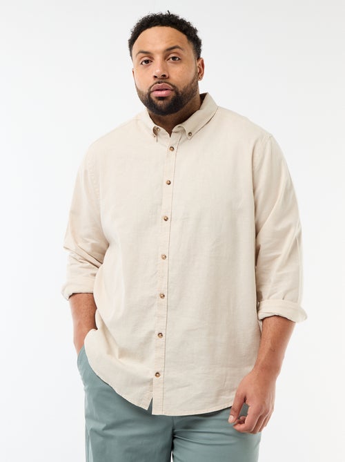 Effen overhemd van linnenmix - Kiabi
