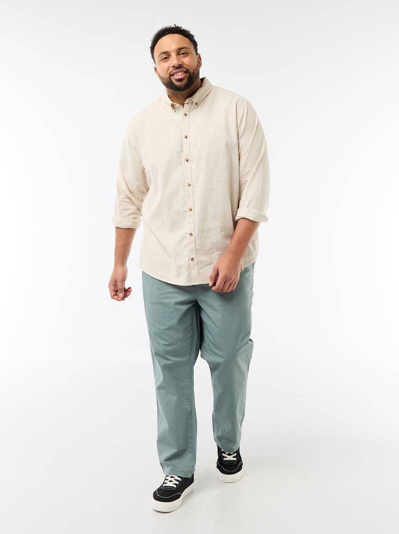 Effen overhemd van linnenmix Biege - Kiabi