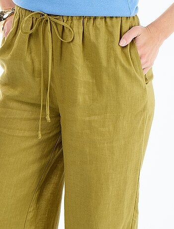 Effen pantalon van linnen met wijde pasvorm
