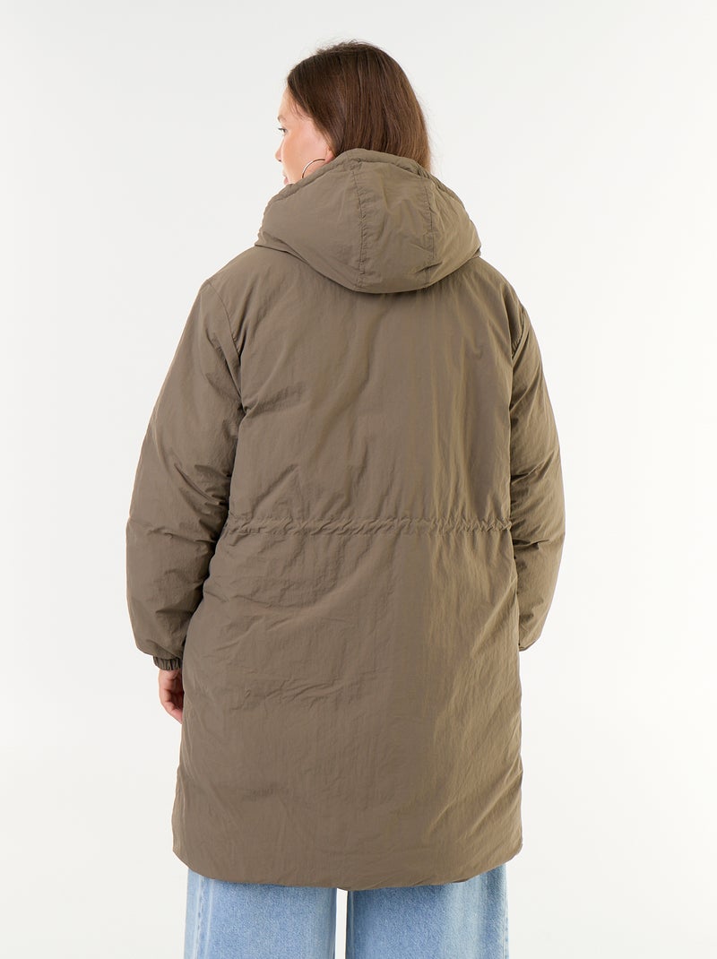 Effen parka met capuchon Groen - Kiabi