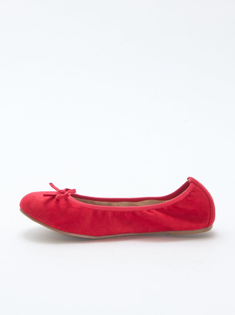 Effen platte ballerina's Rood - Kiabi