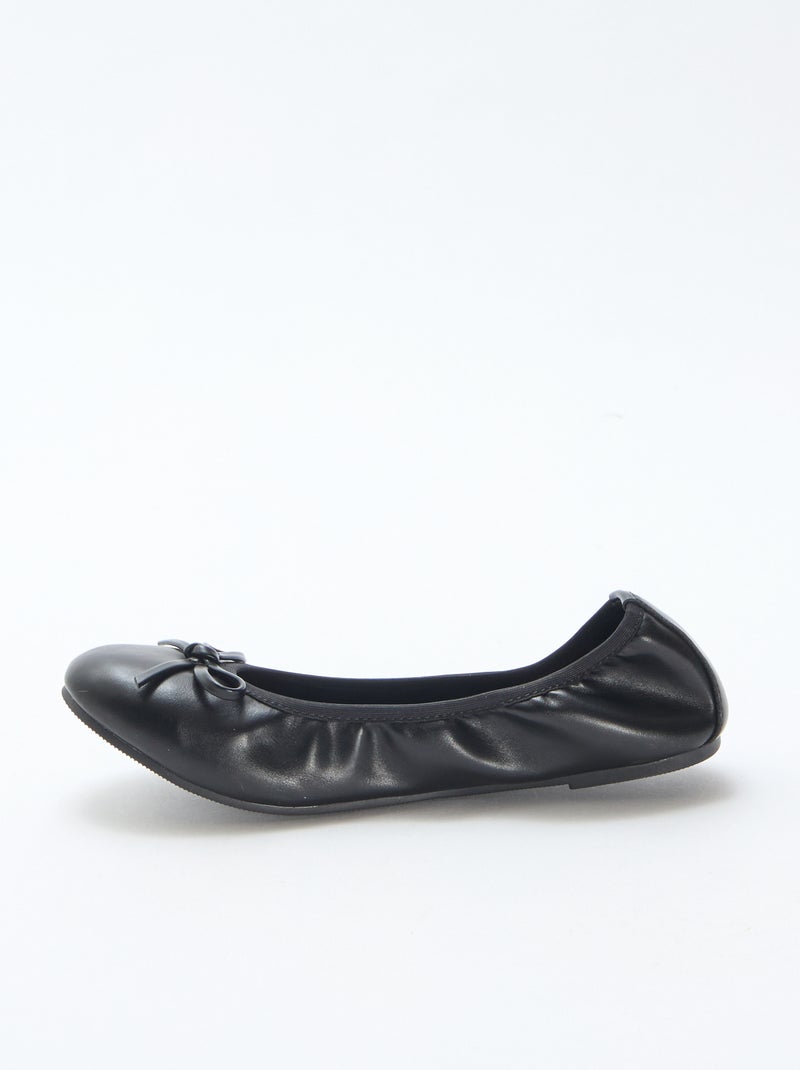 Effen platte ballerina's Zwart - Kiabi