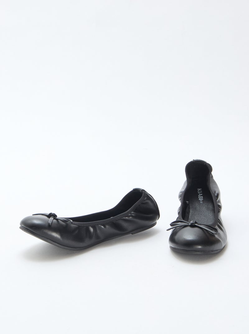 Effen platte ballerina's Zwart - Kiabi