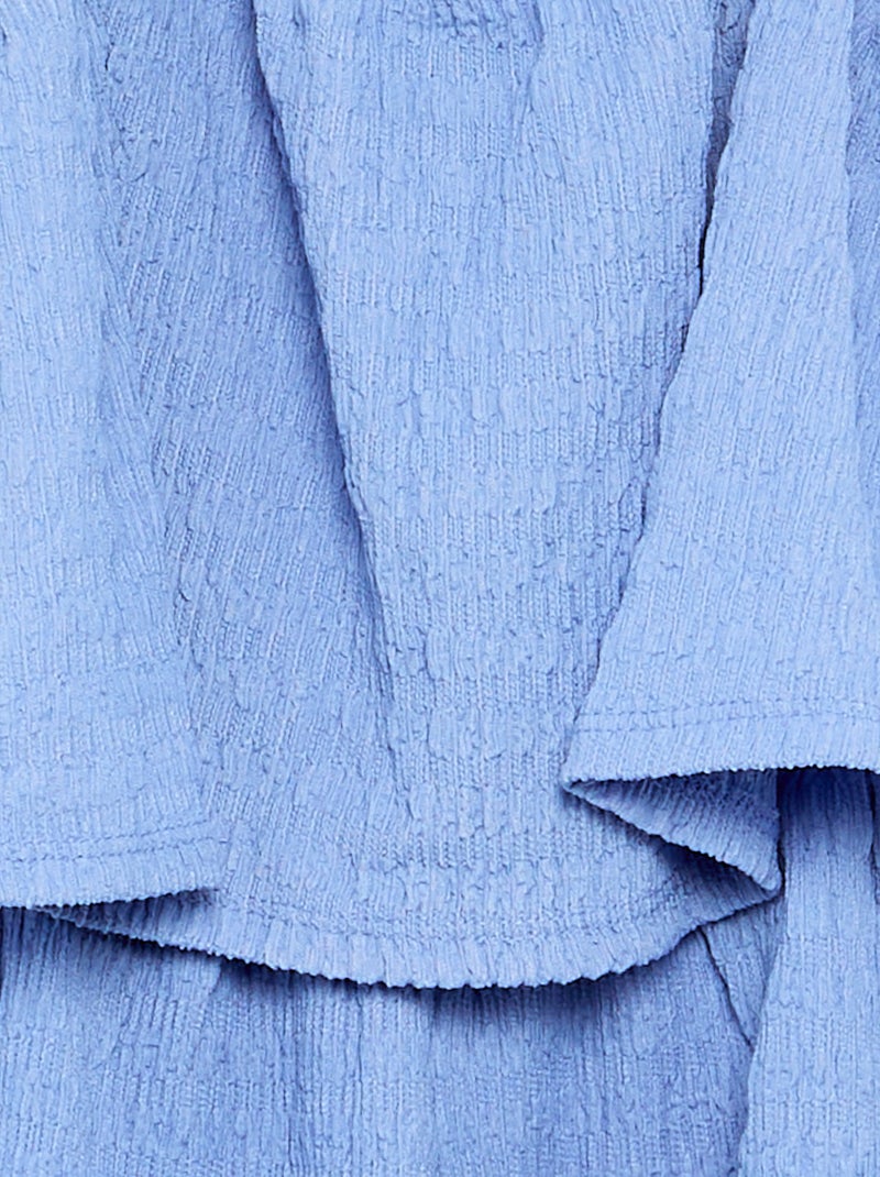 Effen playsuit met bandjes van gewafelde stof Blauw - Kiabi