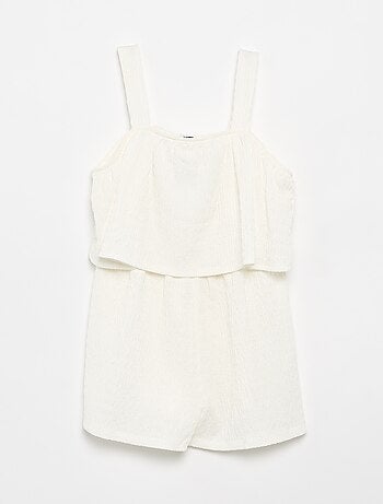 Effen playsuit met bandjes van gewafelde stof