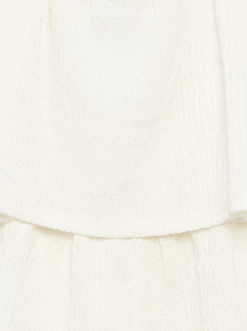 Effen playsuit met bandjes van gewafelde stof Wit - Kiabi
