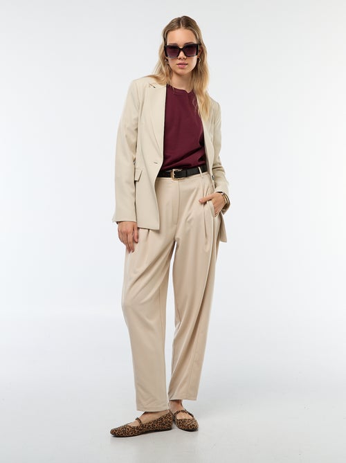 Effen pofbroek met hoge taille - Kiabi