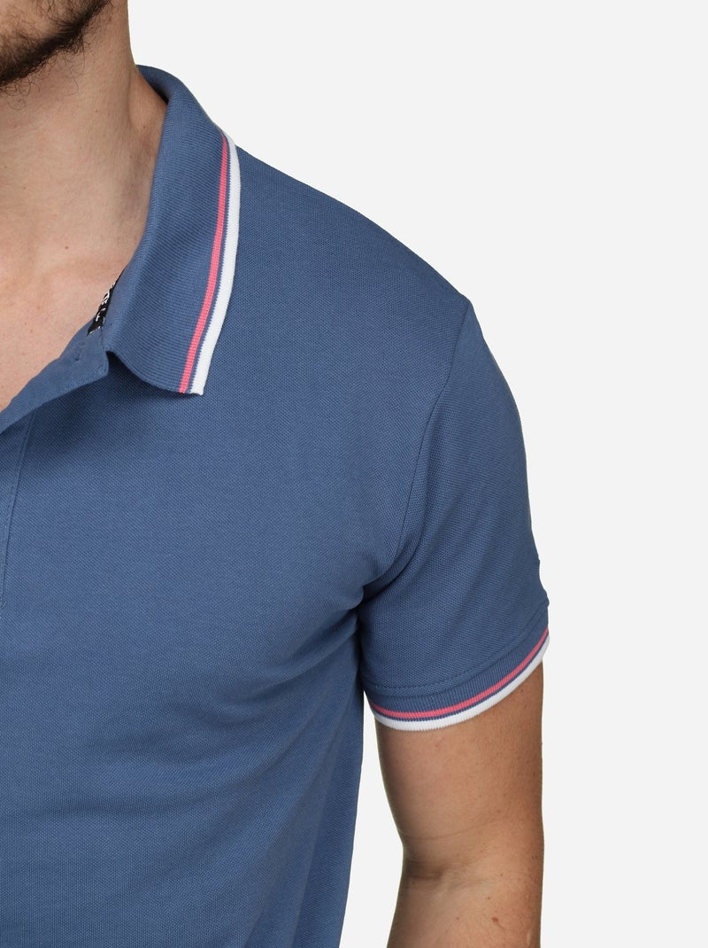 Effen polo met bies - Torrente Blauw - Kiabi