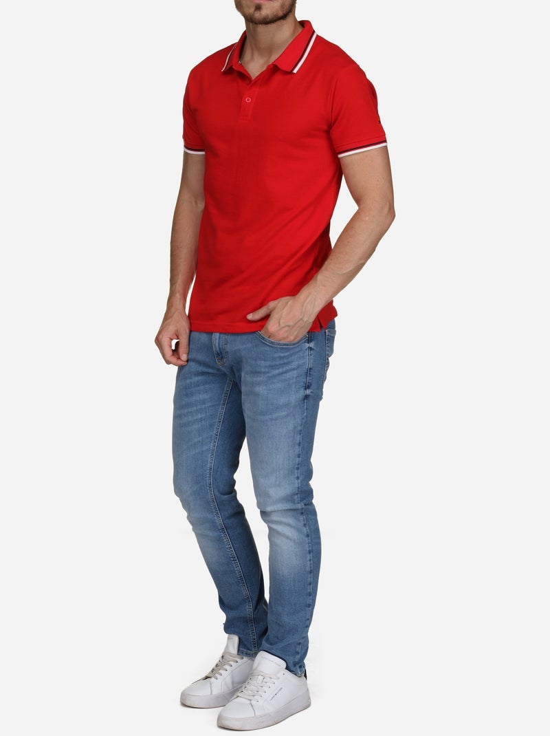 Effen polo met bies - Torrente Rood - Kiabi