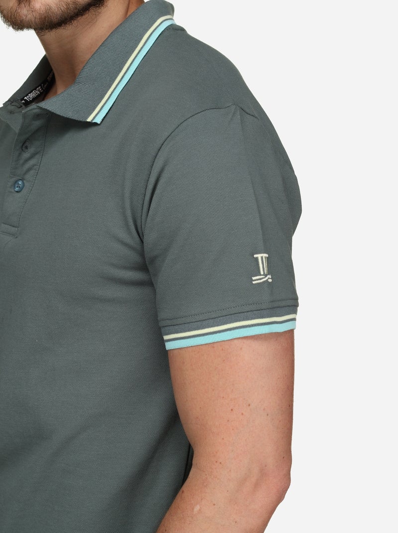 Effen polo met bies - Torrente Zwart Groen - Kiabi