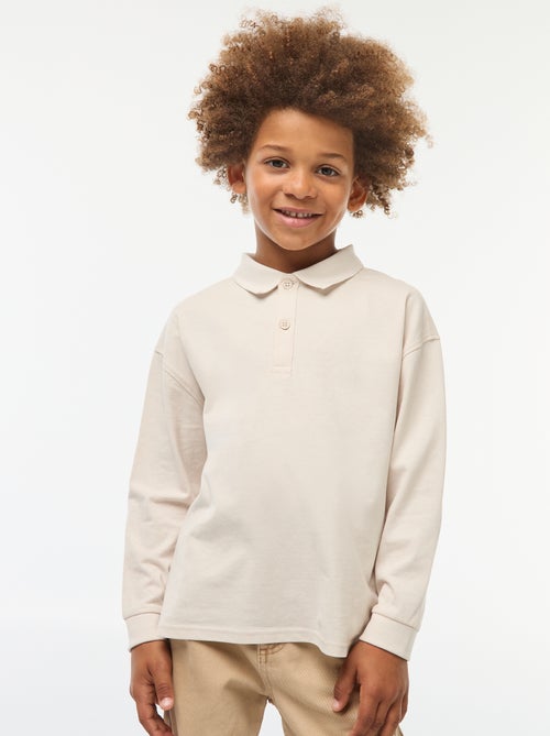 Effen polo met lange mouw - Kiabi