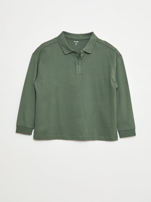Effen polo met lange mouw - Kiabi