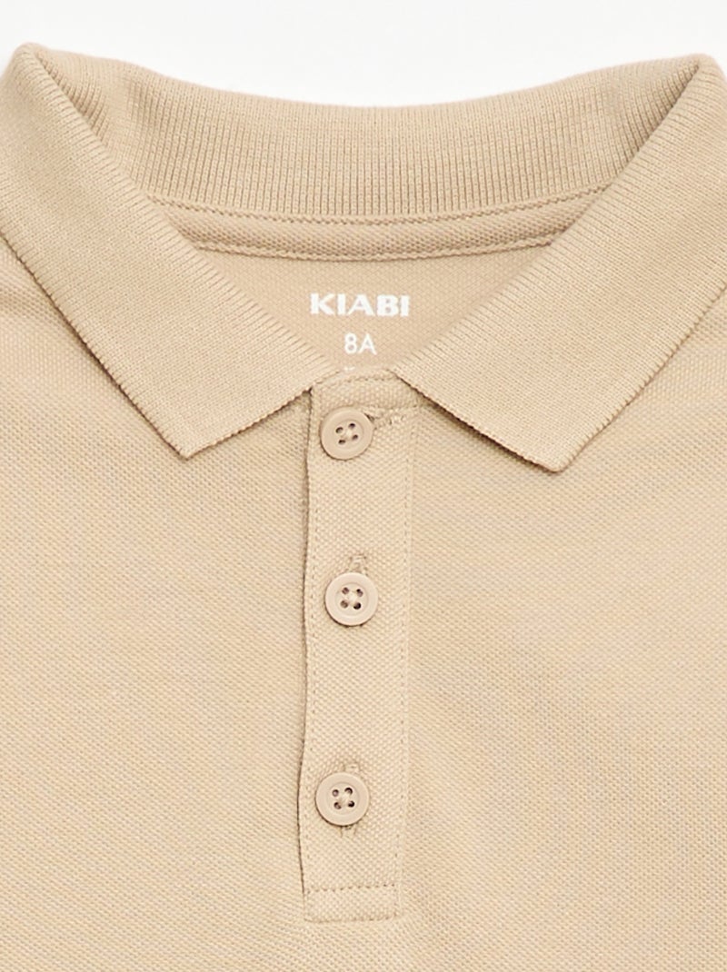 Effen polo van piquétricot Biege - Kiabi