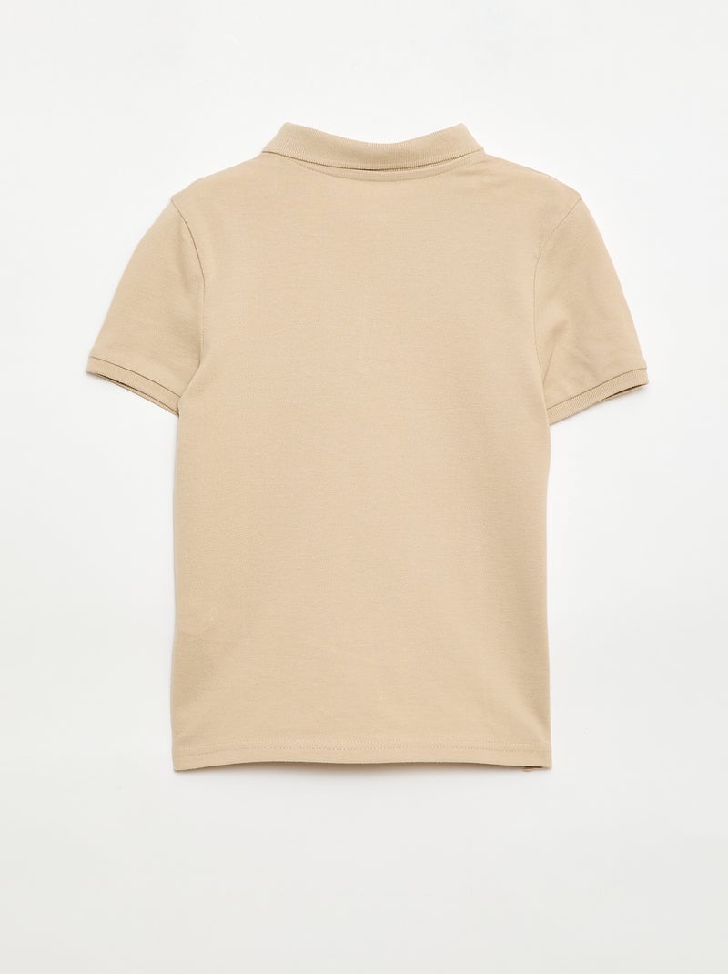 Effen polo van piquétricot Biege - Kiabi