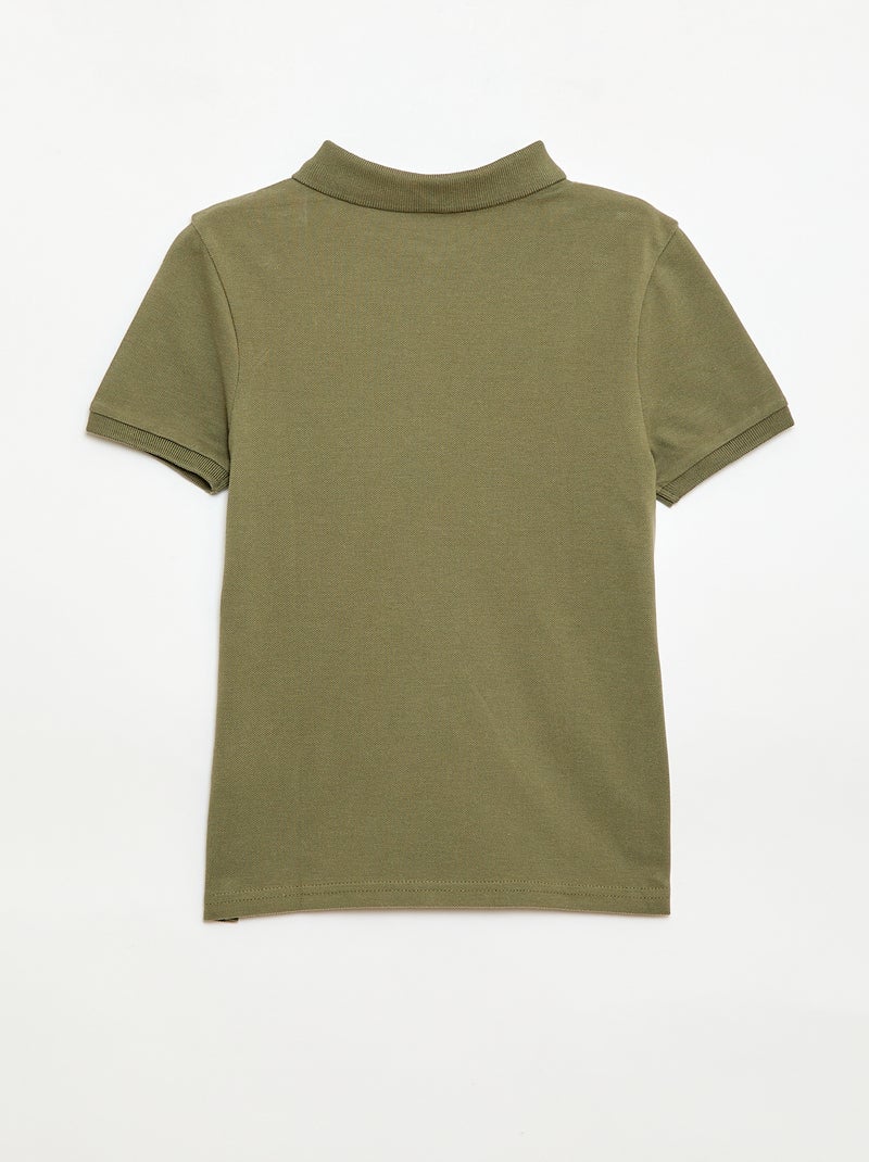 Effen polo van piquétricot Kaki - Kiabi