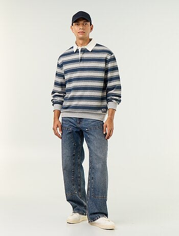 Effen poloshirt in rugbystijl met lange mouwen