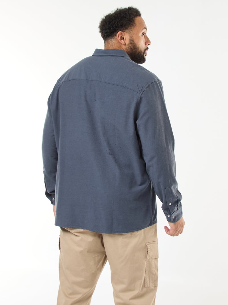 Effen recht overhemd van Oxford-katoen Blauw - Kiabi