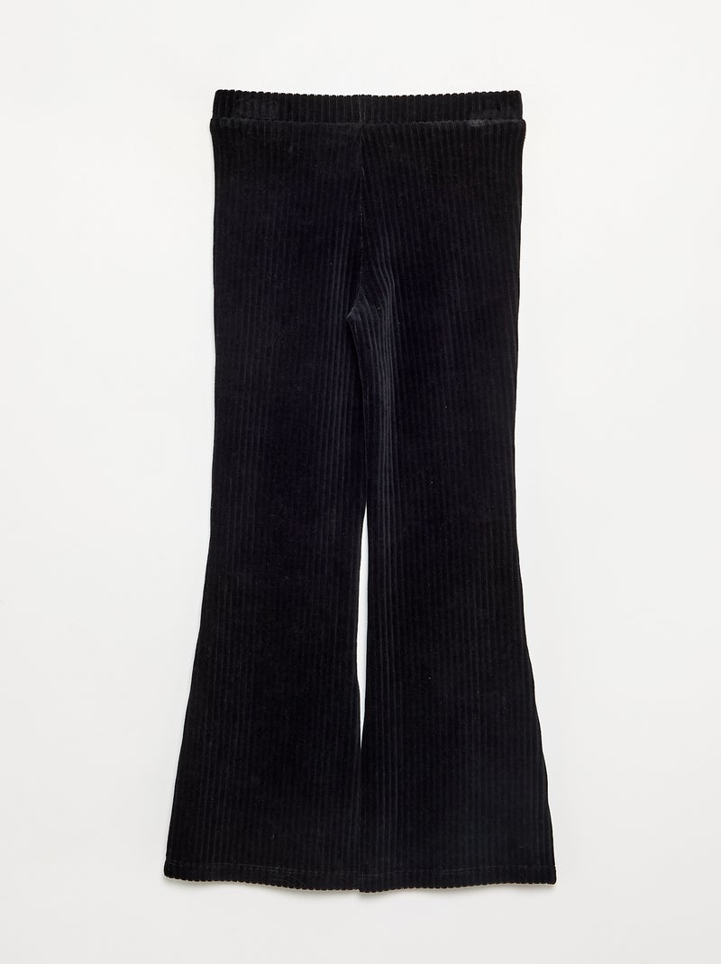 Effen ribfluwelen broek Zwart - Kiabi