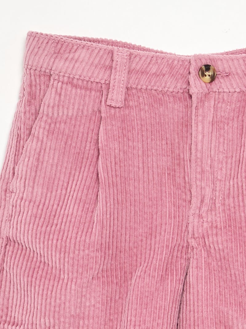 Effen ribfluwelen short Rose - Kiabi