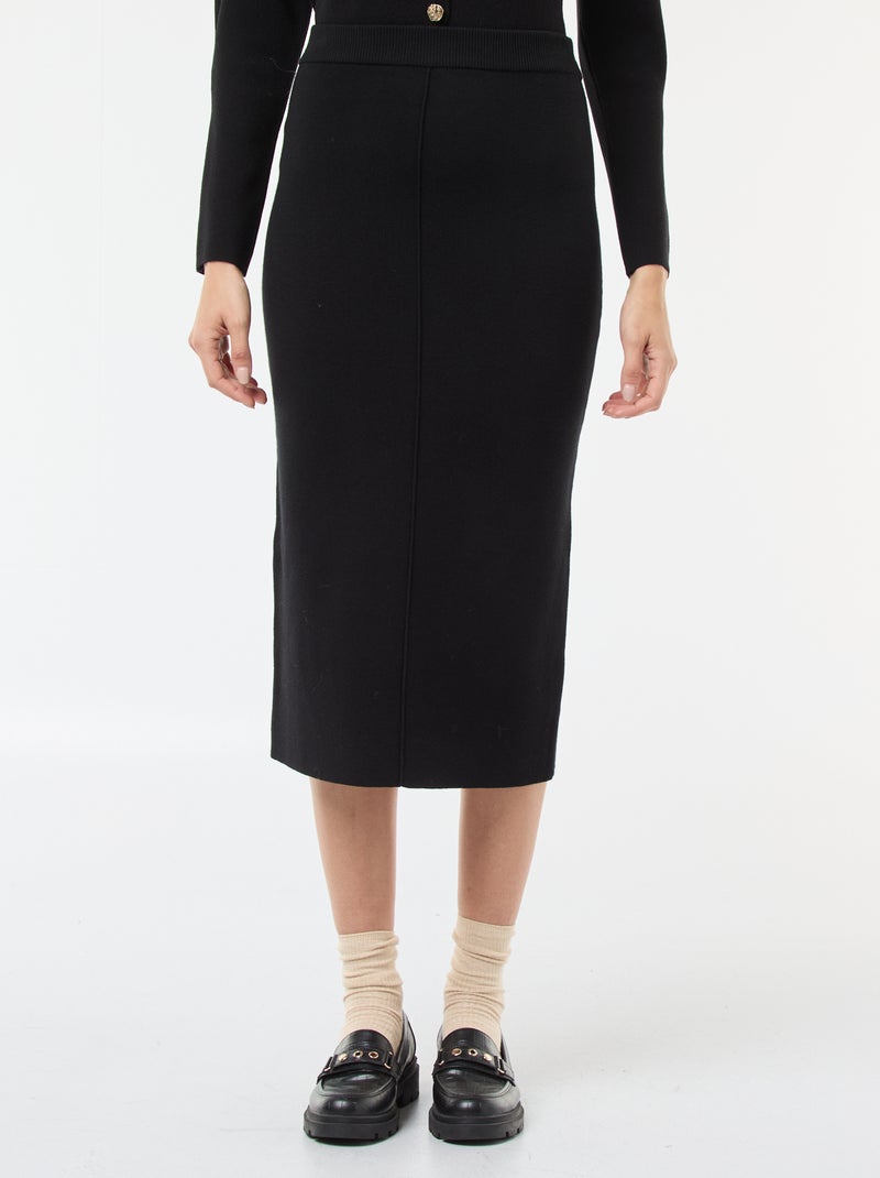 Effen rok van ottomantricot zwart - Kiabi