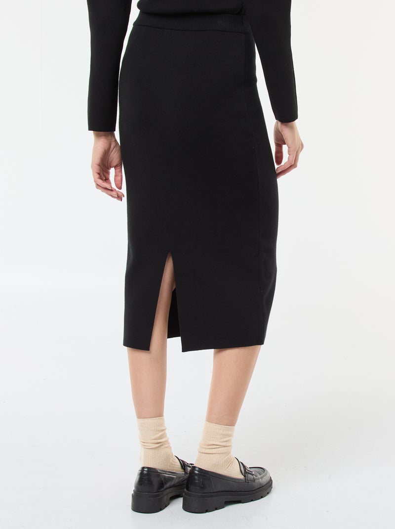 Effen rok van ottomantricot zwart - Kiabi