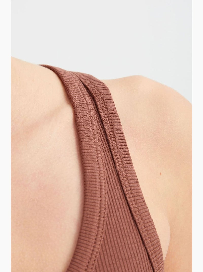 Effen ronde hals basic cami top hiccup Bruin - Kiabi