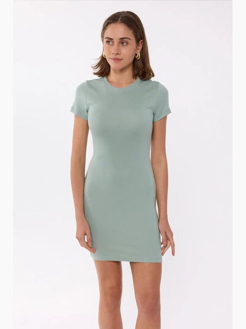 Effen ronde hals bodycon mini-jurk hiccup - Kiabi Effen ronde hals bodycon mini-jurk hiccup - Kiabi