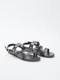 Effen sandalen met studs op de bandjes ZWART - Kiabi