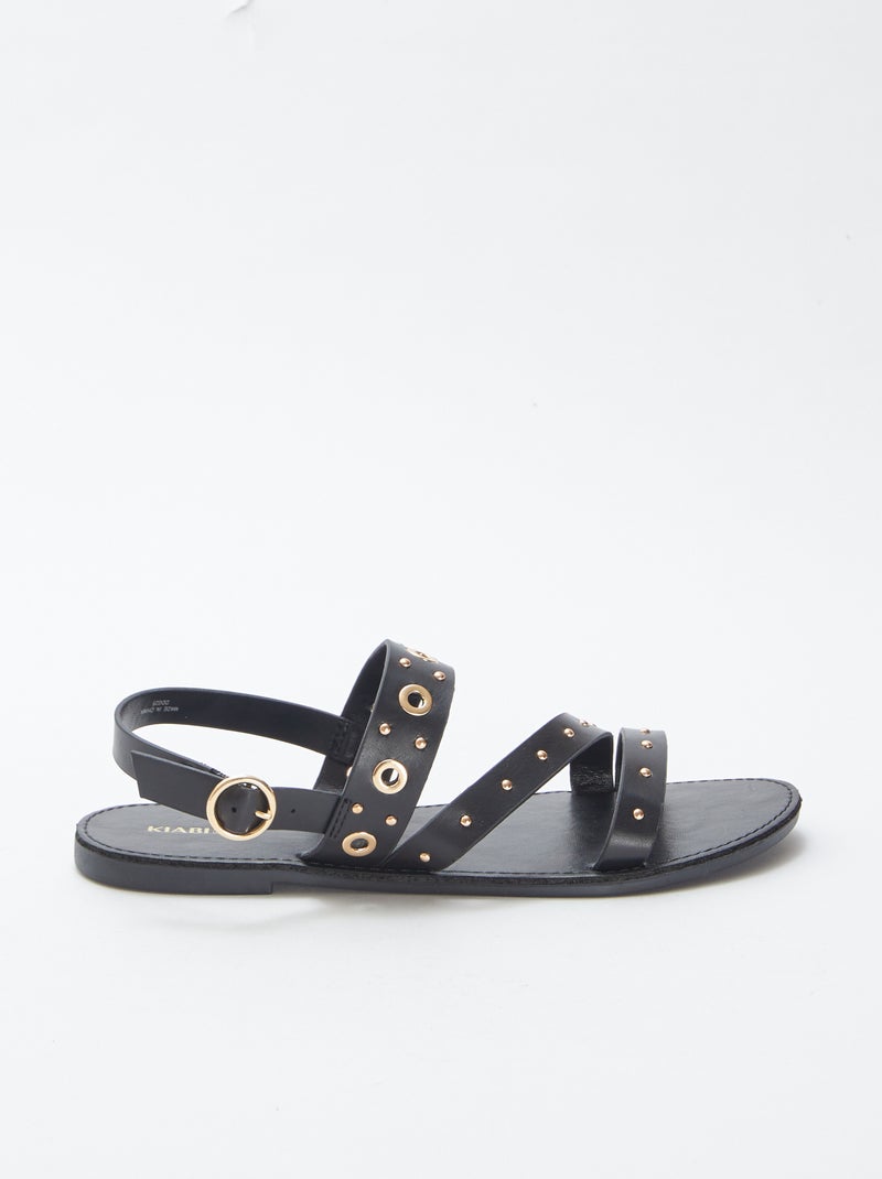 Effen sandalen met studs op de bandjes ZWART - Kiabi