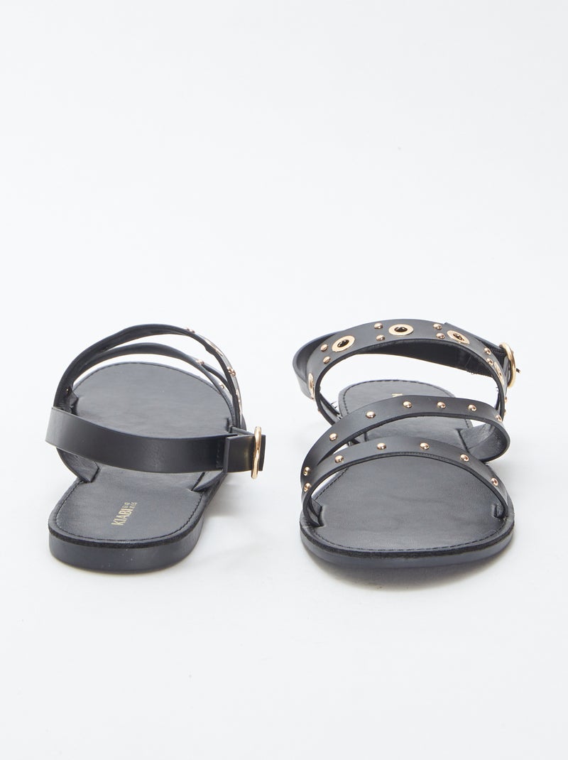 Effen sandalen met studs op de bandjes ZWART - Kiabi