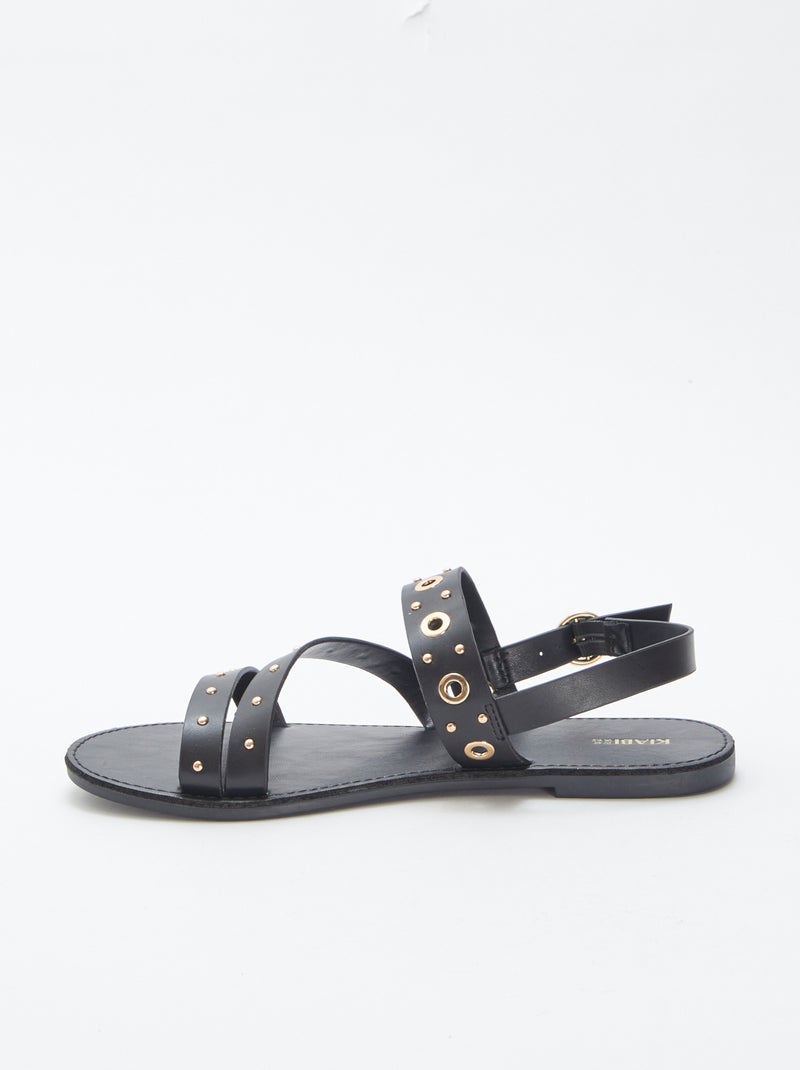 Effen sandalen met studs op de bandjes ZWART - Kiabi