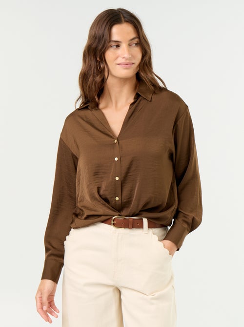 Effen satijnen blouse - Kiabi