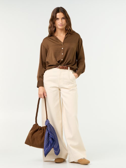 Effen satijnen blouse - Kiabi