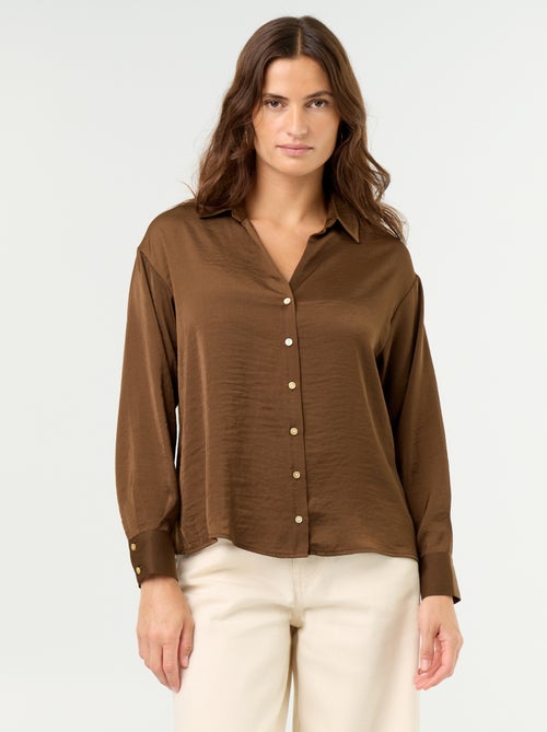 Effen satijnen blouse - Kiabi
