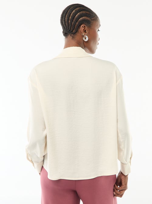 Effen satijnen blouse met lange mouwen - Kiabi