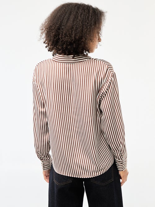 Effen satijnen blouse met lange mouwen - Kiabi